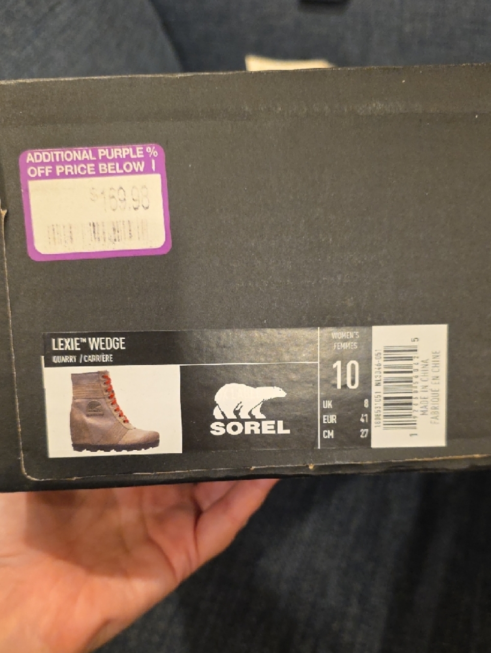 Sorel Gray Wedge Lace-Up Boots with Red Laces - Picture 5 of 5